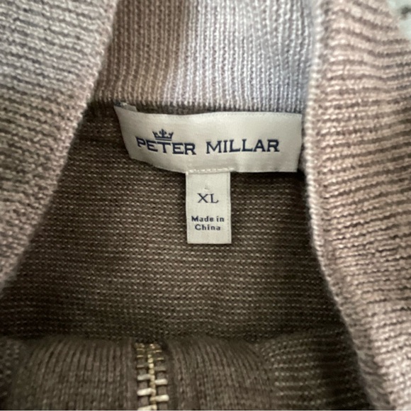 Peter Millar Needle Stretch 1/4 Zip Covered Placket Sweater Size XL Brown (P1) - Picture 8 of 9